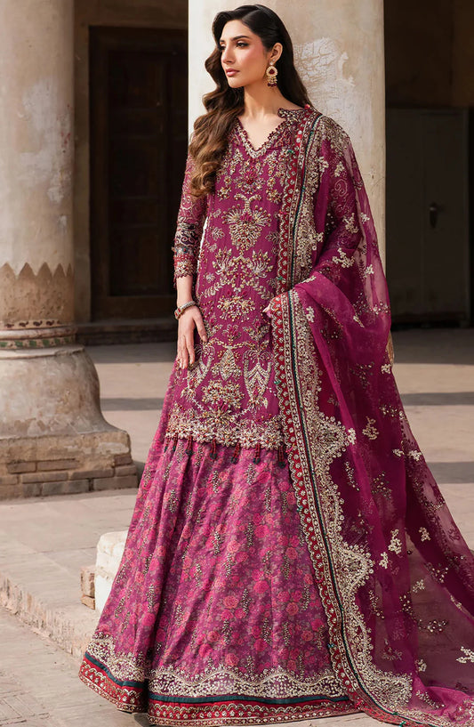 3 Piece Embroidered Net Suit with Organza Dupatta