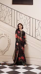 3 Piece Printed Raw Silk Suit with Striped Dupatta