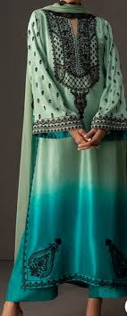 3 Piece Embroidered Silk Suit with Chiffon Dupatta
