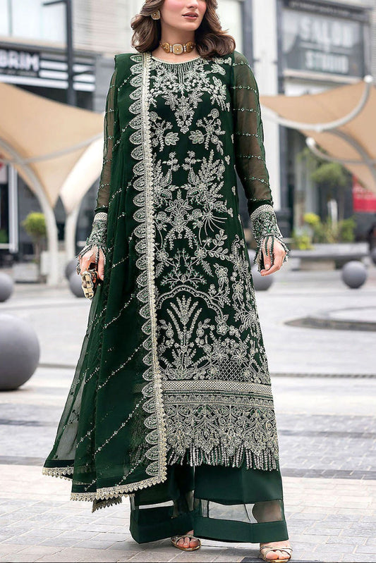 Luxury Semi Pure Chiffon Embroidered 3-Piece Suit