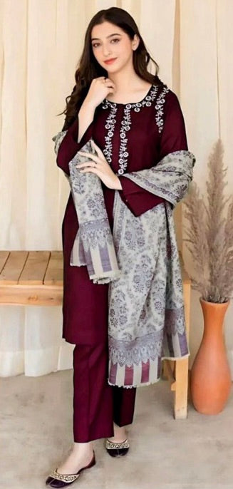 WINTER COLLECTION '25| Dhanak Embroidered  stitched 3PC
