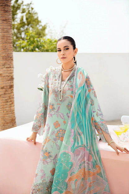 3 Piece Printed Lawn Suit with Embroidered Detailing & Chiffon Dupatta
