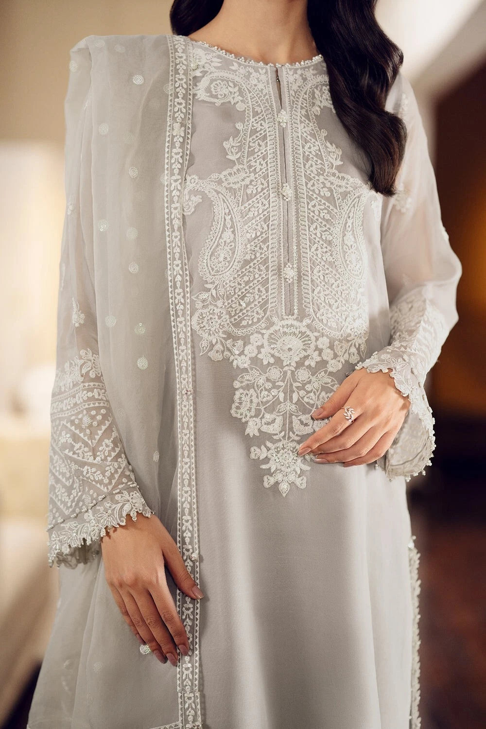Elegant Semi Pure Chiffon & Soft Net Ensemble
