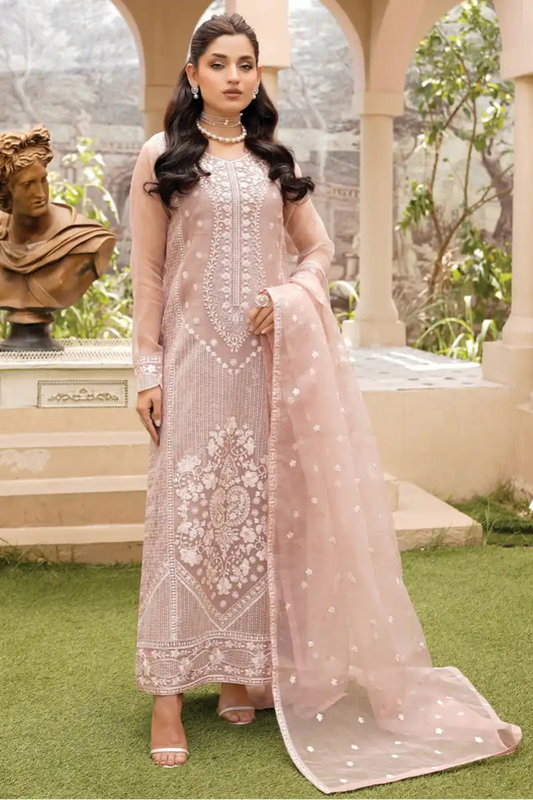 03-Piece Heavy Embroidered Organza Silk Suit Ready To Wear