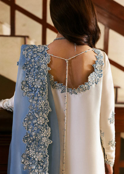 3 Piece Embroidered Raw Silk Suit with Organza Dupatta