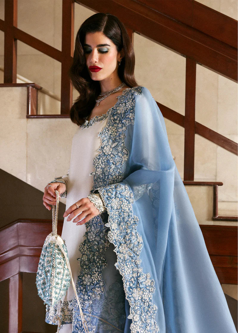 3 Piece Embroidered Raw Silk Suit with Organza Dupatta