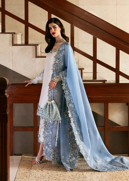 3 Piece Embroidered Raw Silk Suit with Organza Dupatta